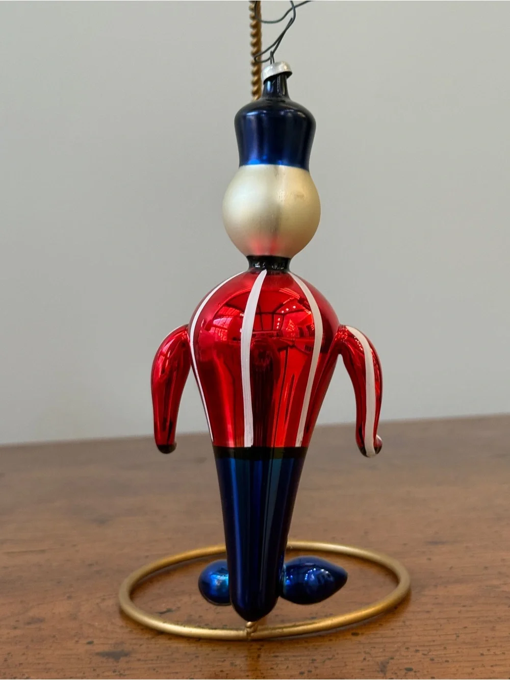 De Carlini blown glass patriotic ornament.